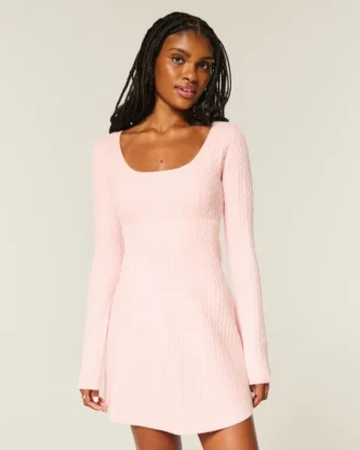 Tie Back Babydoll Sweater Mini Dress Tie Back Babydoll Sweater Mini Dress