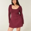 Tie Back Babydoll Sweater Mini Dress Tie Back Babydoll Sweater Mini Dress