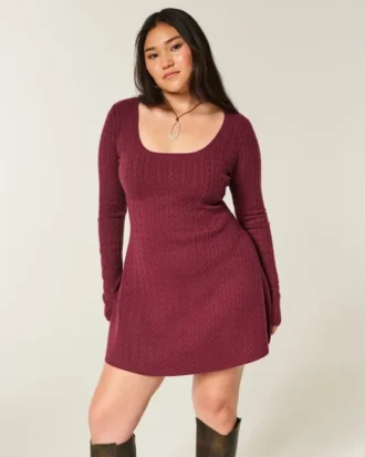 Tie Back Babydoll Sweater Mini Dress Tie Back Babydoll Sweater Mini Dress