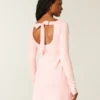 Tie Back Babydoll Sweater Mini Dress Tie Back Babydoll Sweater Mini Dress