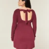 Tie Back Babydoll Sweater Mini Dress Tie Back Babydoll Sweater Mini Dress