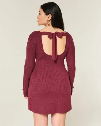 Tie Back Babydoll Sweater Mini Dress Tie Back Babydoll Sweater Mini Dress