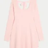 Tie Back Babydoll Sweater Mini Dress Tie Back Babydoll Sweater Mini Dress