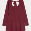 Tie Back Babydoll Sweater Mini Dress Tie Back Babydoll Sweater Mini Dress