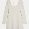 Tie Back Babydoll Sweater Mini Dress Tie Back Babydoll Sweater Mini Dress