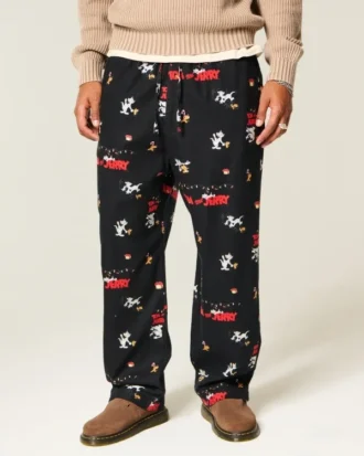 Tom ja Jerry -kuvioiset flanelliset pyjamahousut