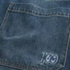 Tummanpesuinen logo-kirjailtu superbaggy-farkut Tummanpesuinen logo-kirjailtu superbaggy-farkut