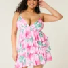 V-kaula-aukkoinen röyhelöinen babydoll-minimekko V-kaula-aukkoinen röyhelöinen babydoll-minimekko