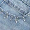 Vaalea pesu, nastoitettu denim-minihame Vaalea pesu, nastoitettu denim-minihame