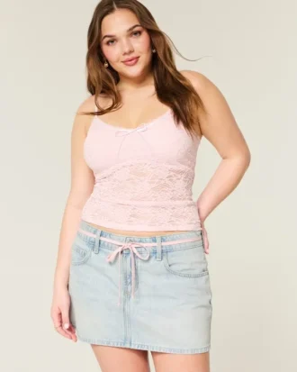 Vaalea pesu Shoelace Denim Mini Skort