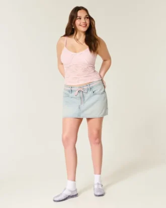 Vaalea pesu Shoelace Denim Mini Skort