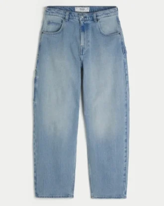 Vaaleat, brodeeratut takataskulliset skater-malliset baggy-maalarihousut
