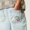 Vaaleat Dice Graphic Super Baggy -denimshortsit Vaaleat Dice Graphic Super Baggy -denimshortsit