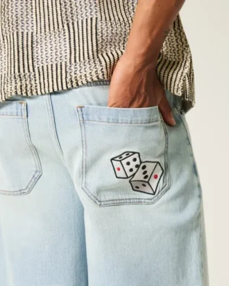 Vaaleat Dice Graphic Super Baggy -denimshortsit