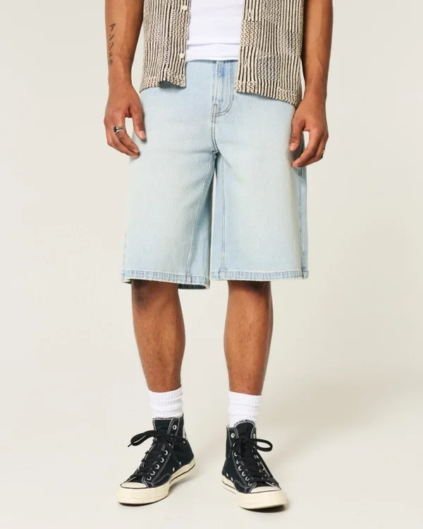 Vaaleat Dice Graphic Super Baggy -denimshortsit Vaaleat Dice Graphic Super Baggy -denimshortsit