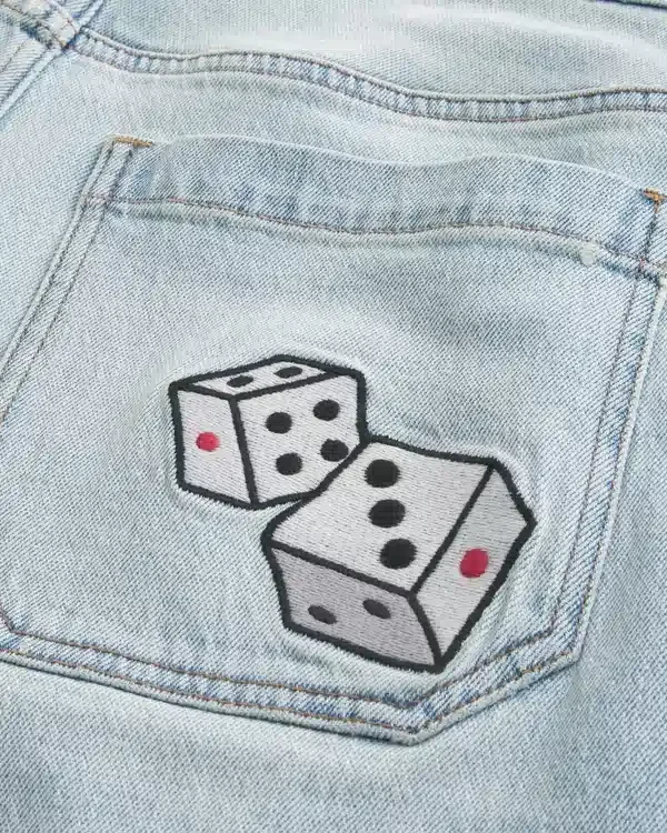 Vaaleat Dice Graphic Super Baggy -denimshortsit Vaaleat Dice Graphic Super Baggy -denimshortsit