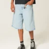 Vaaleat, koristellut superbaggy-denimshortsit Vaaleat, koristellut superbaggy-denimshortsit