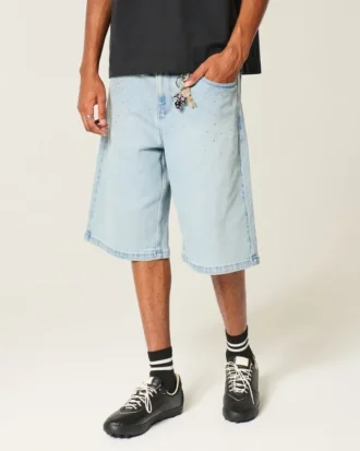 Vaaleat, koristellut superbaggy-denimshortsit